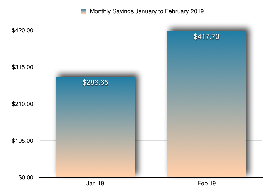 Monthly Savings Report - February 2019