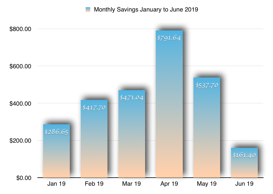 Monthly Savings Report | June 2019 was a Bust chart